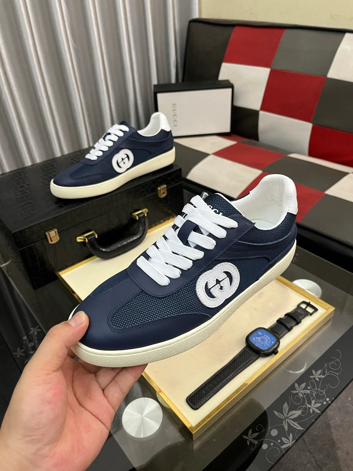 Men's shoes 💰400⌚️⌚️《GUCCI》The latest hot-selling casual shoes, top brand [seduce] luxury~purchase, top~quality. Products sold at the counter [strong] Original embossed calfskin fabric ➕ Comfortable sheepskin lining, code number: 38-443️⃣colors available